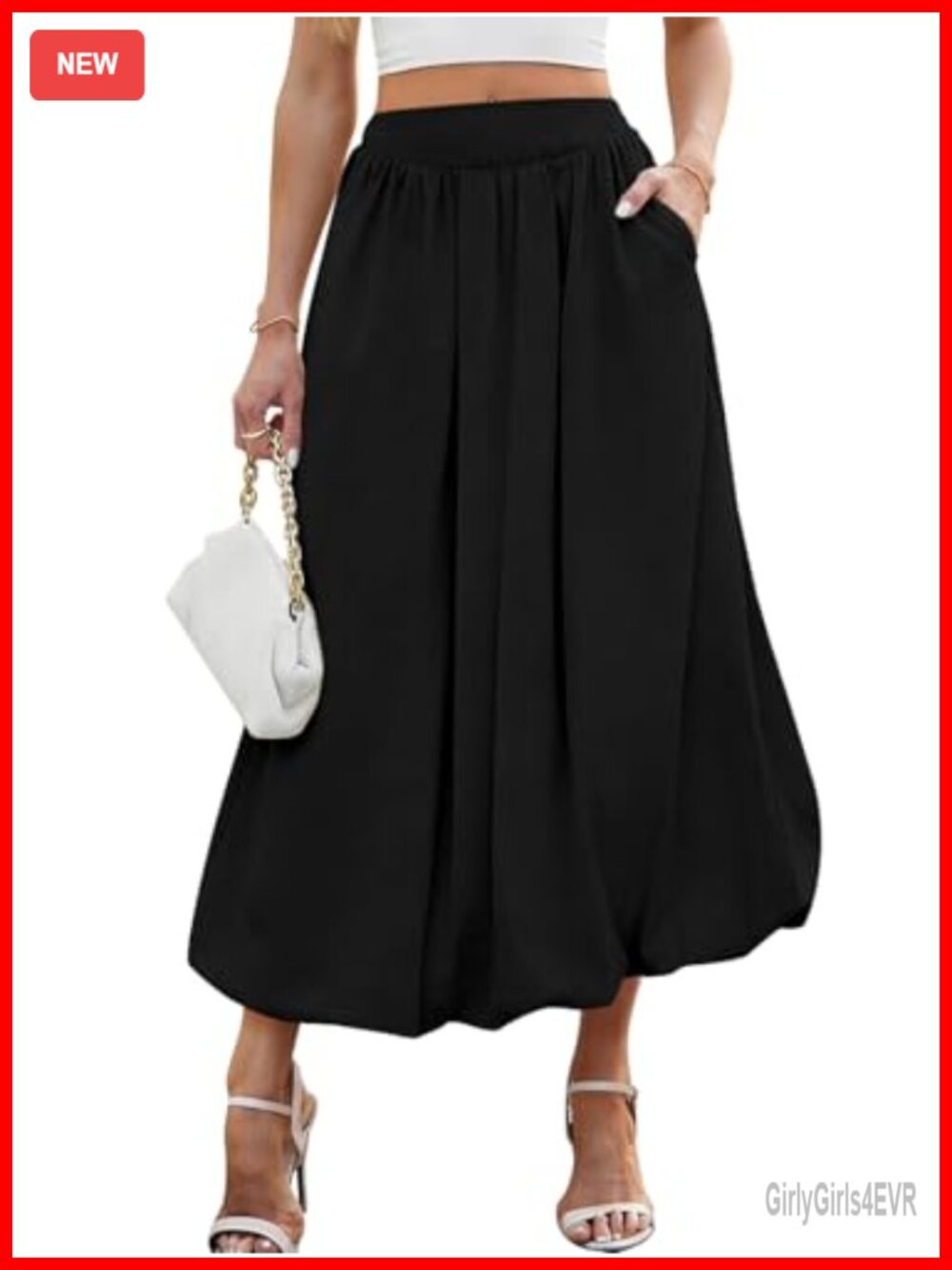 Y2k Bubble Maxi Skirt Elastic Waist A-Line Puffy Hem Long Skirt